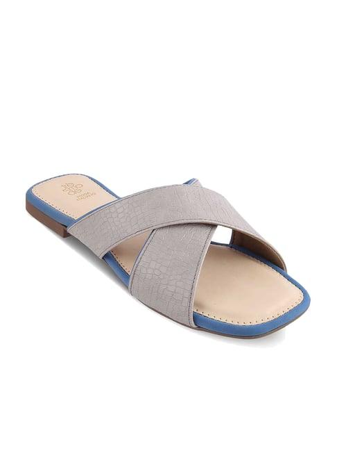 tresmode women's grey cross strap sandals