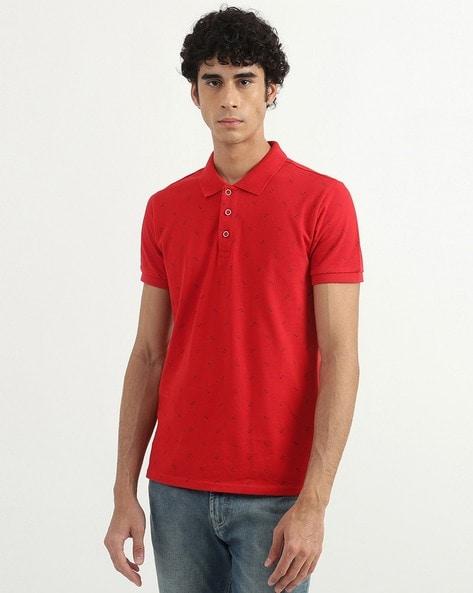 triangle all-over print pique polo t-shirt