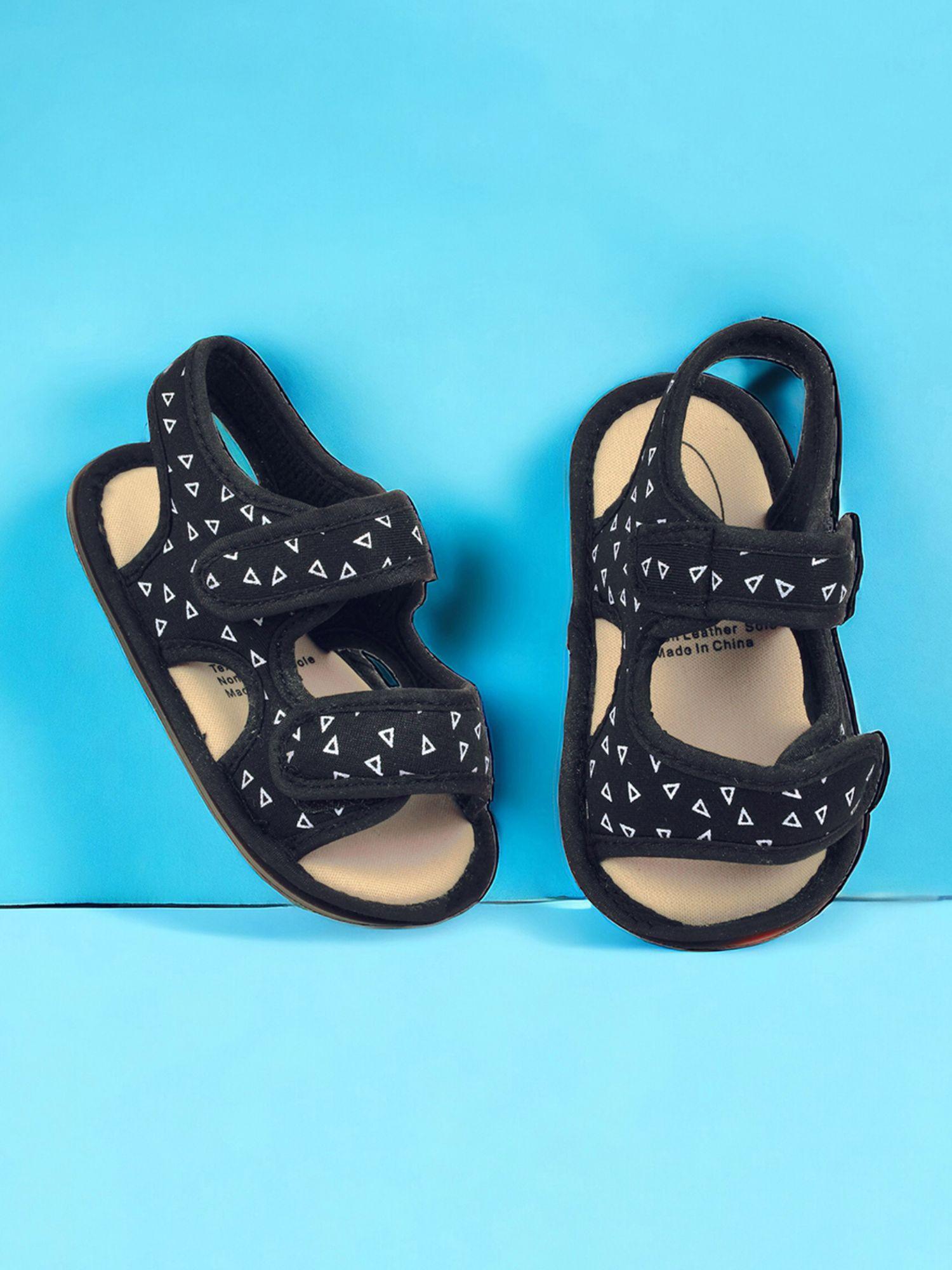 triangle comfortable anti-skid velcro floater sandals - black