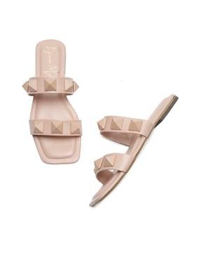 triangle stud open-toe flat sandals