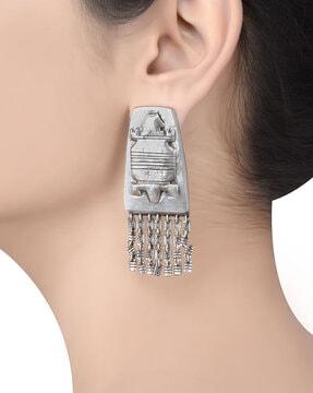 tribal carved dangler earrings
