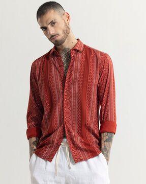 tribal artistry print slim fit shirt