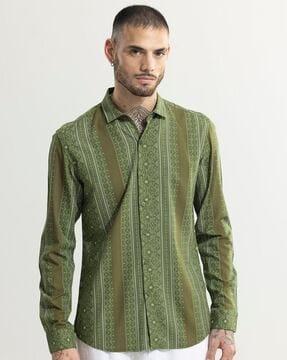 tribal artistry print slim fit shirt