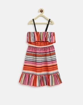 tribal print fit & flare dress