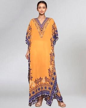 tribal print kaftan dress