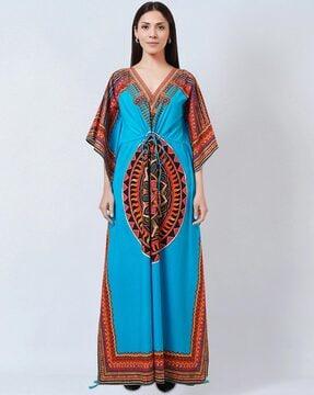 tribal print kaftan dress