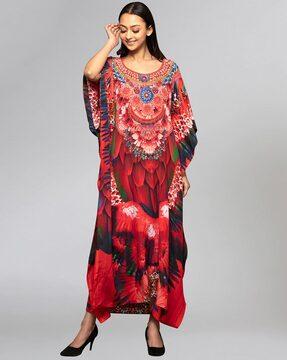 tribal print kaftan dress