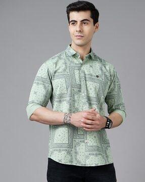 tribal print slim fit shirt