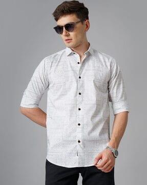 tribal print slim fit shirt