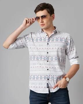 tribal print slim fit shirt