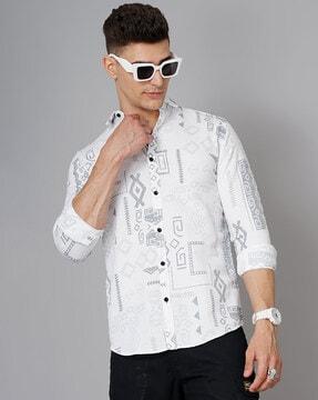 tribal print slim fit shirt