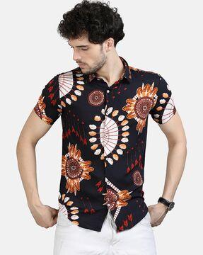 tribal print slim fit shirt