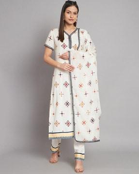 tribal print straight kurta set