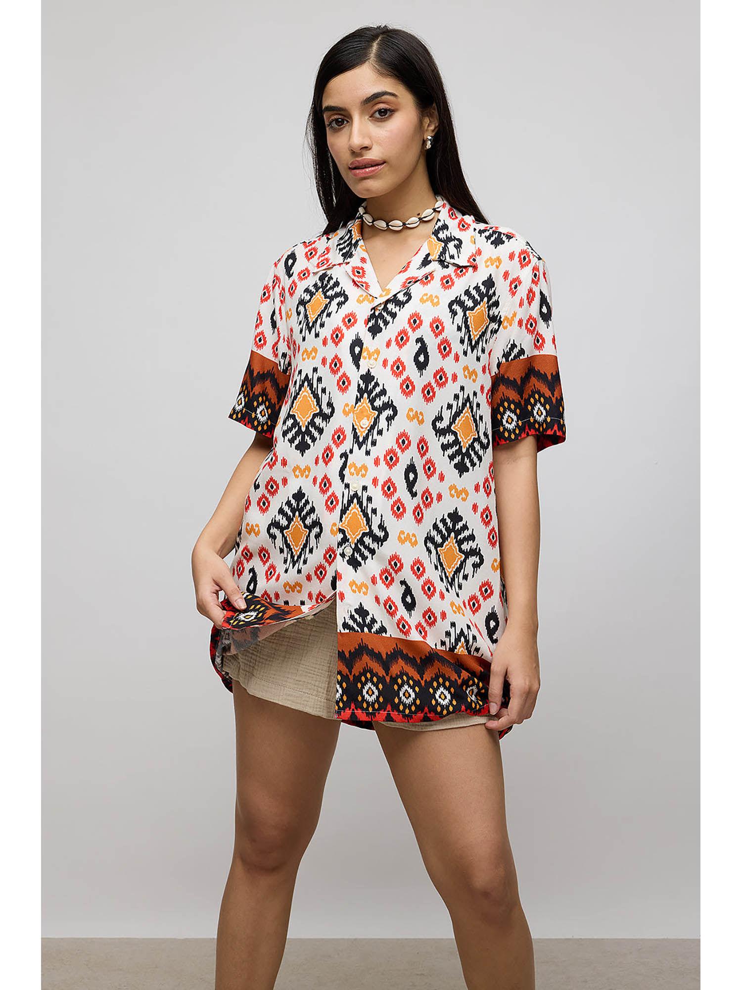 tribal print women resort shirt