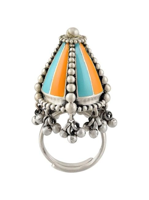 tribe amrapali 92.5 sterling silver ramila ghungroo cocktail ring