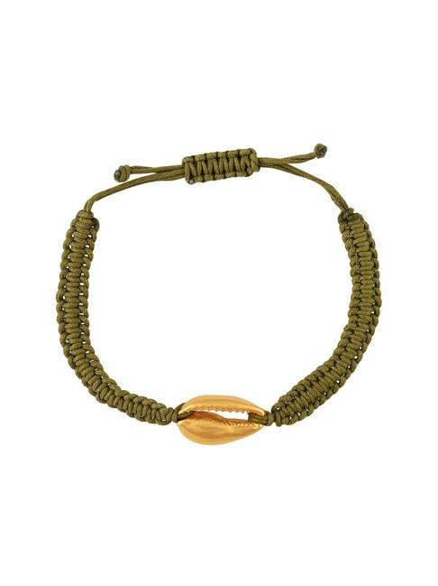 tribe amrapali gold-plated shell green thread bracelet