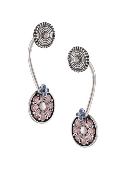 tribe amrapali pink coin chandrika floating ear jacket earrings