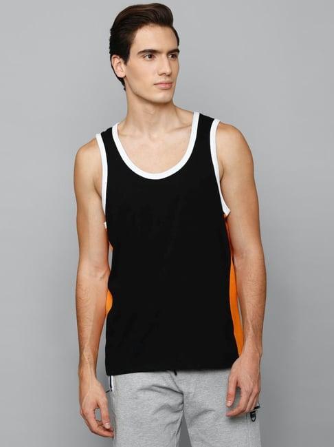 tribe black cotton regular fit striped vests