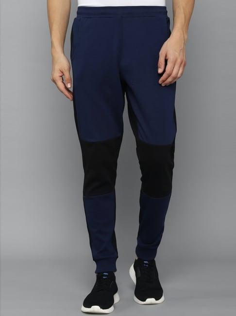 tribe by allen solly navy, black regular fit colour block trackpants