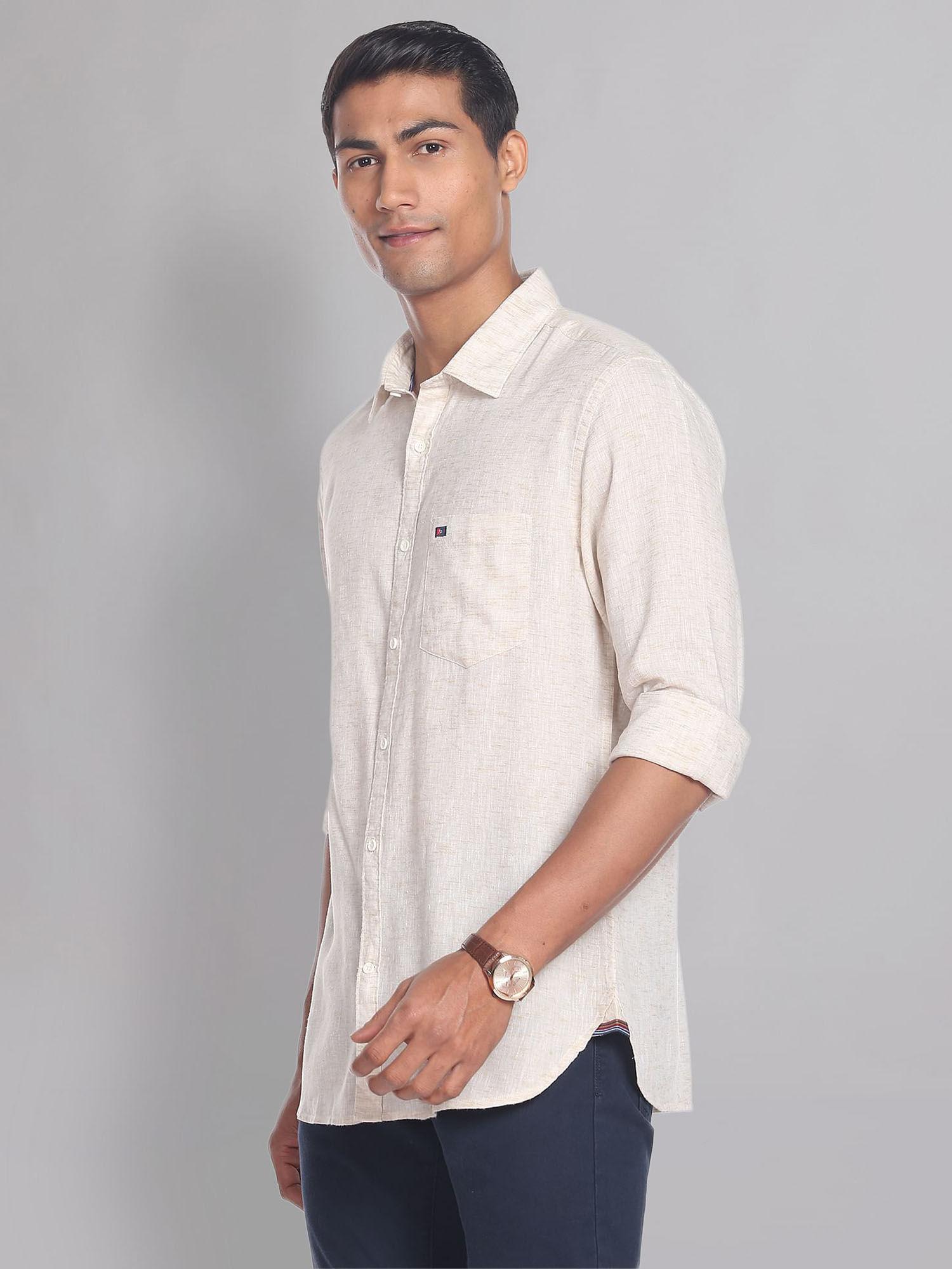 triblend heathered casual shirt beige