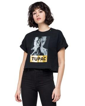 tribute tupac jersey cropped t-shirt
