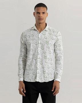 tricle geometric print regular fit shirt