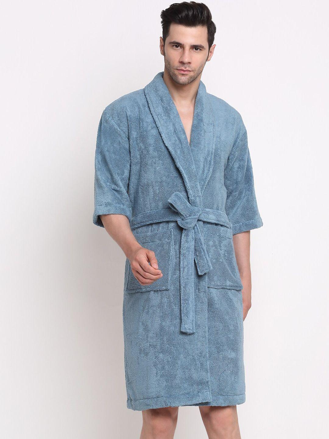 trident green solid bath robe with belt