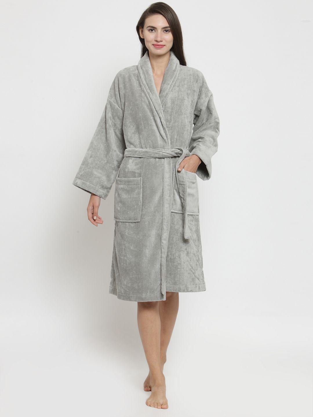 trident unisex grey solid bathrobe