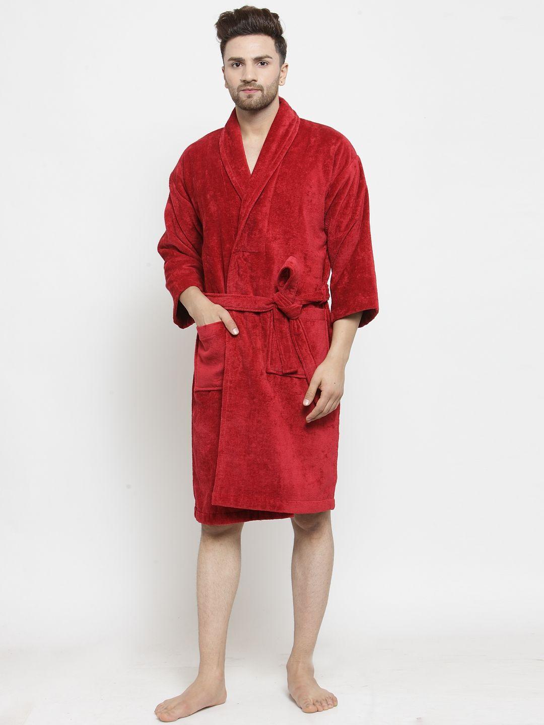 trident unisex red solid bath robe