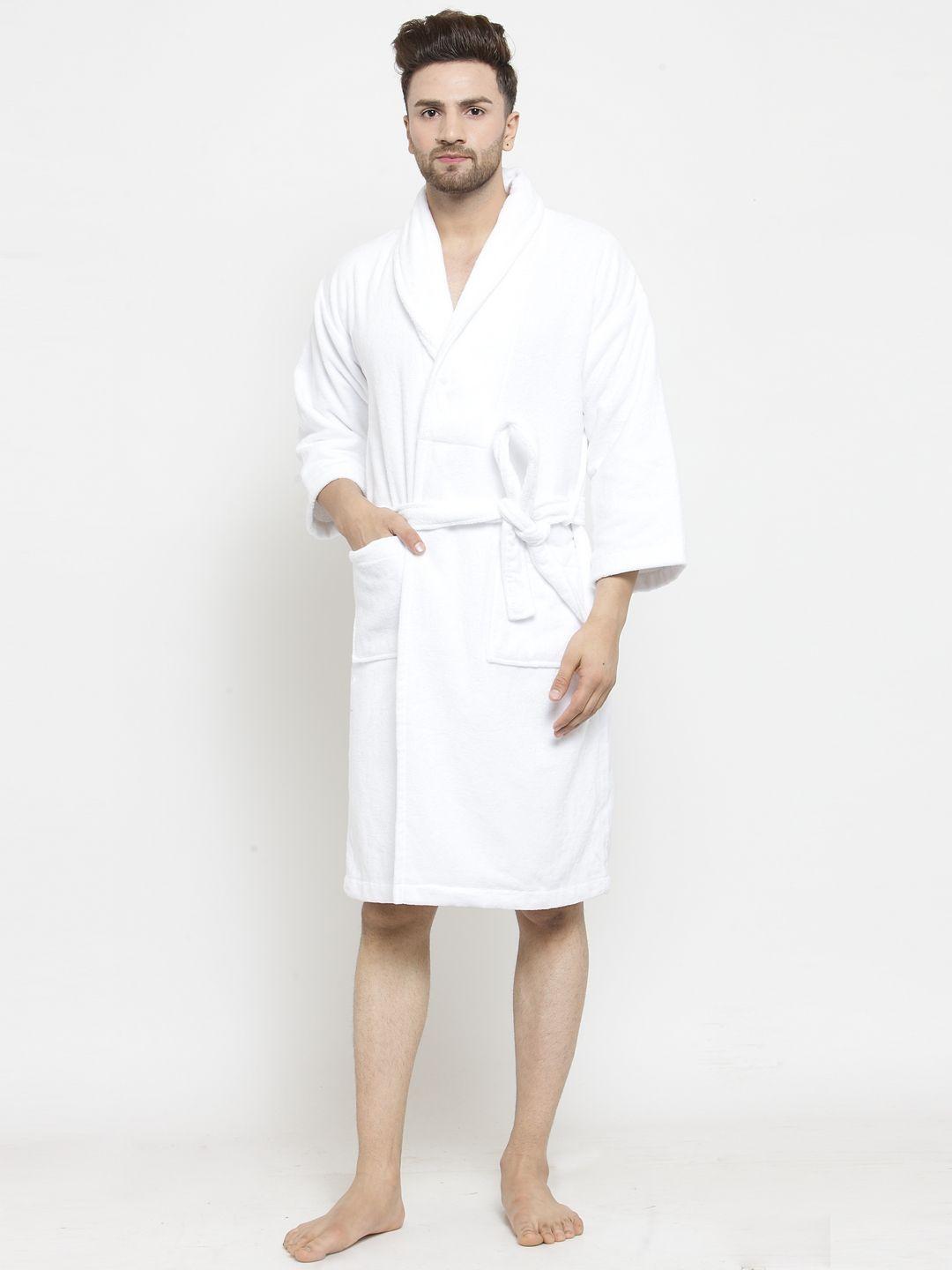 trident unisex white solid bath robe