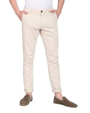 trim fit flat-front chinos