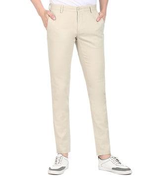 trim fit flat-front trousers