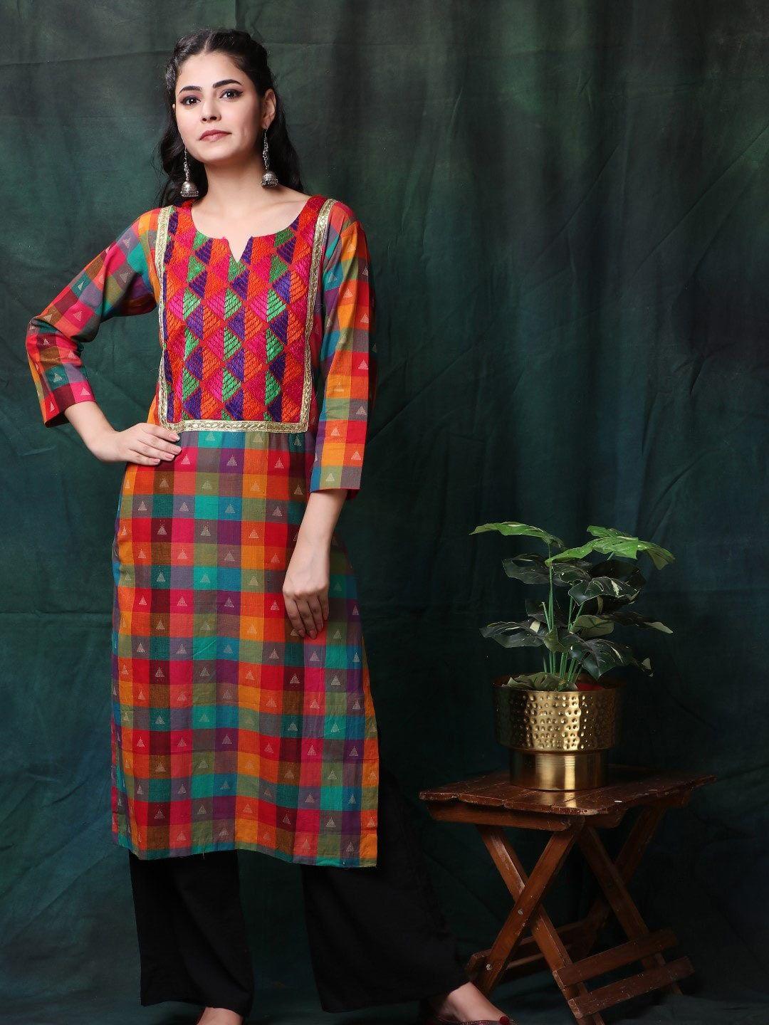 trinjann geometric printed pure cotton kurta