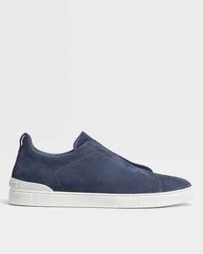 triple stitch low-top slip-on sneakers