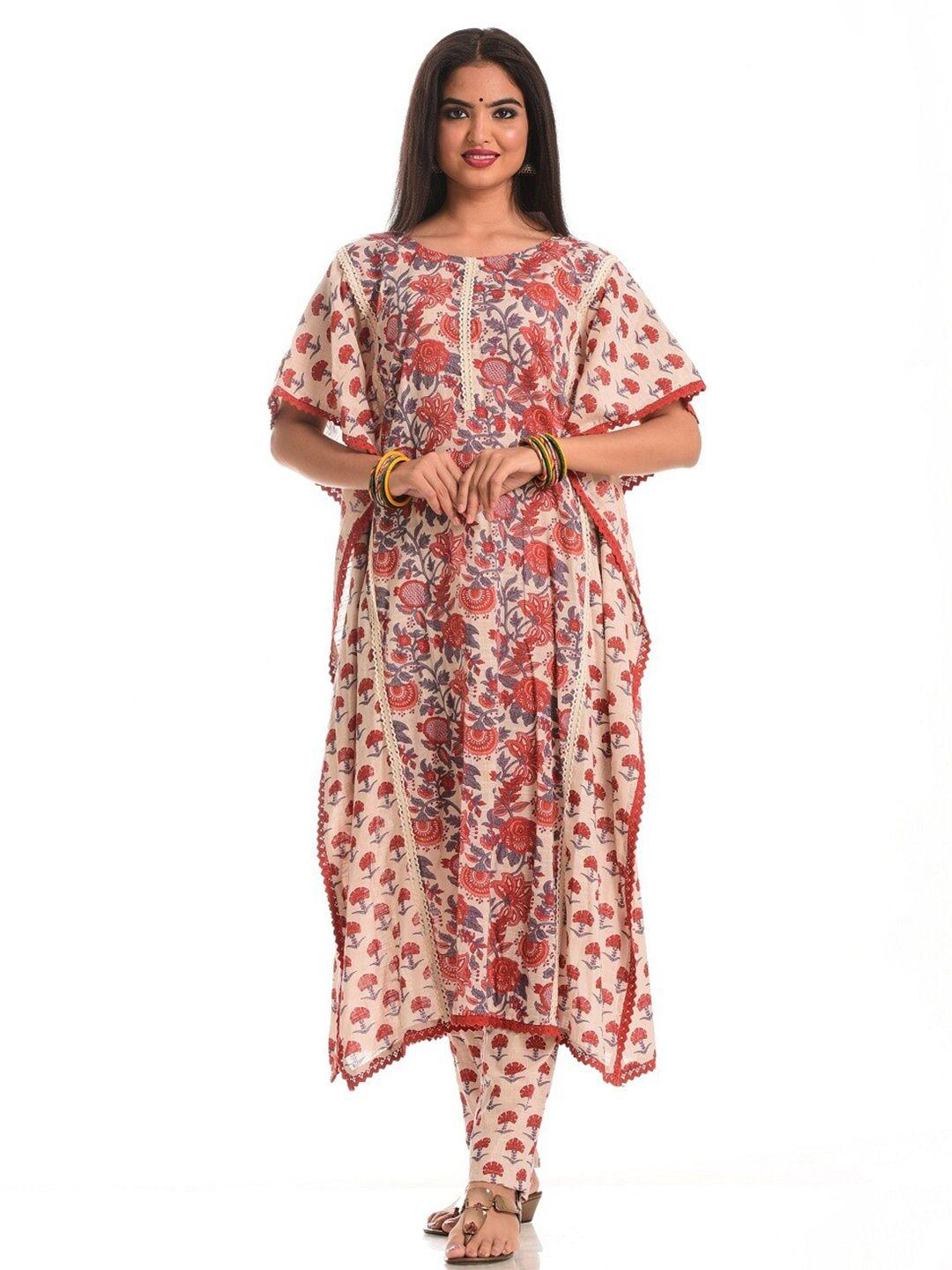 trishla india women green floral printed kurta with trousers