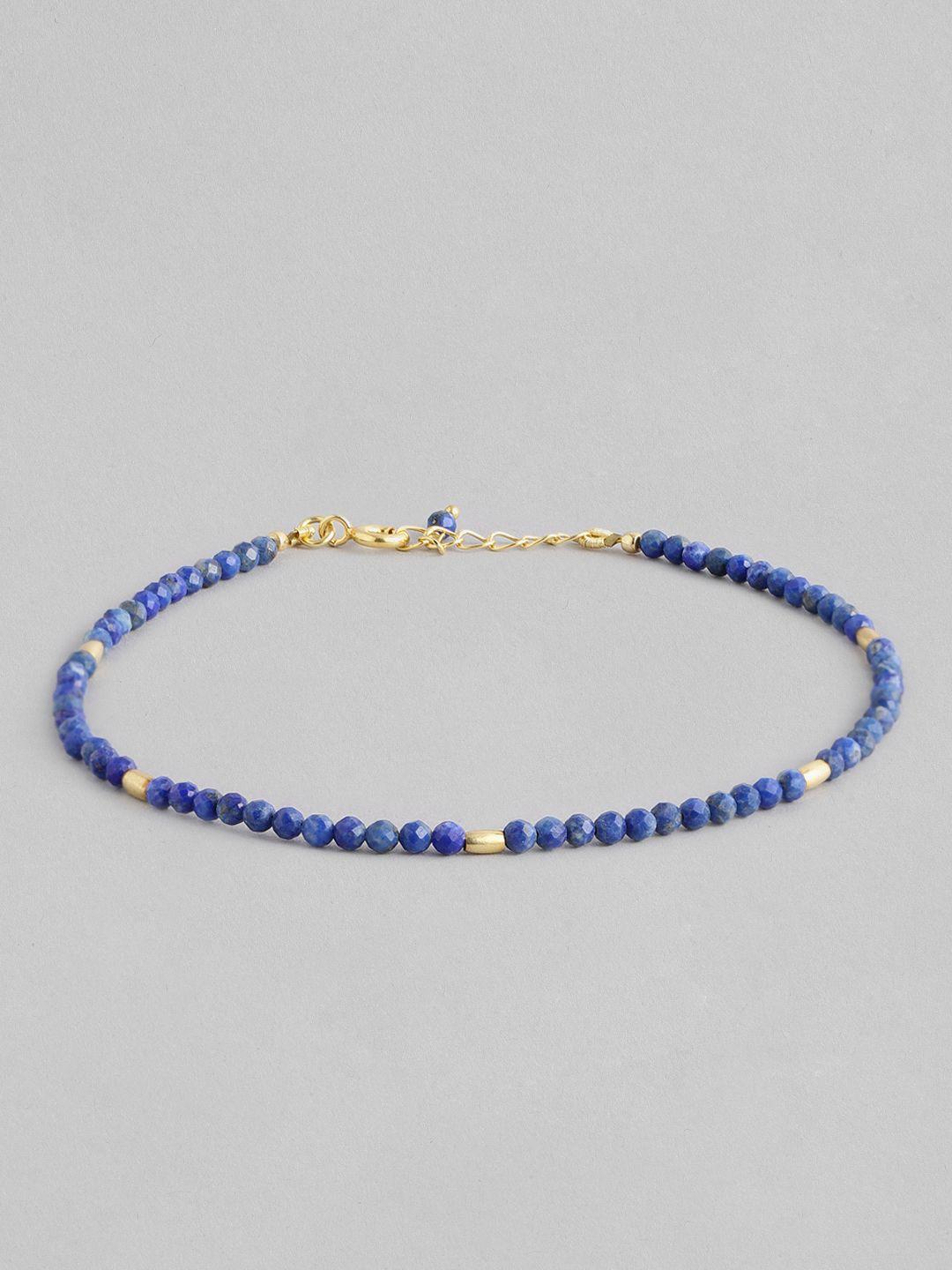 trishona women blue 22k gold-plated lapis lazuli gemstone anklet