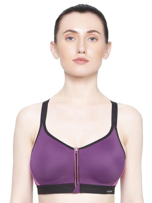triumph purple color block sports bra