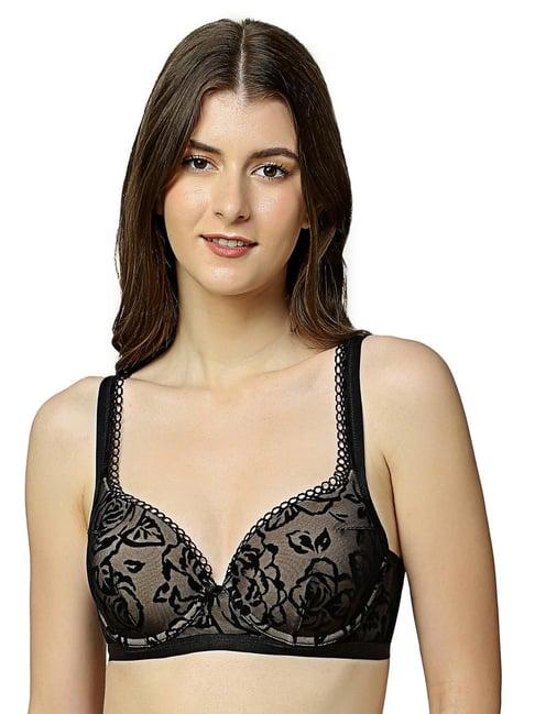 triumph black embroidered half coverage everyday bra