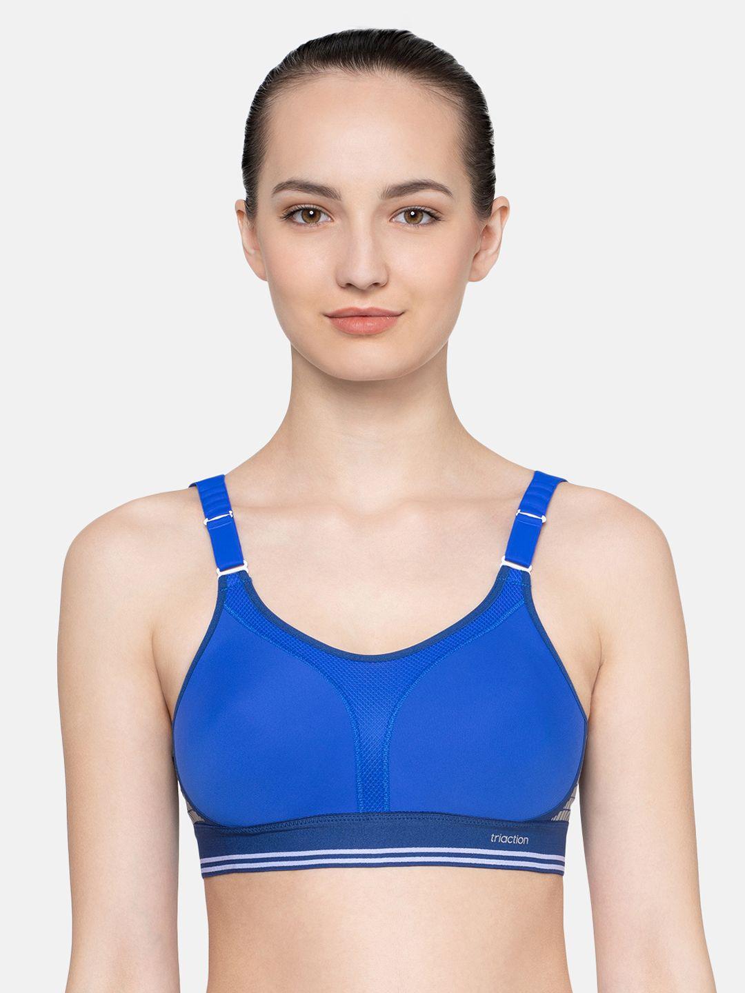 triumph blue triaction extreme lite wireless non padded cross back sports bra 100-547