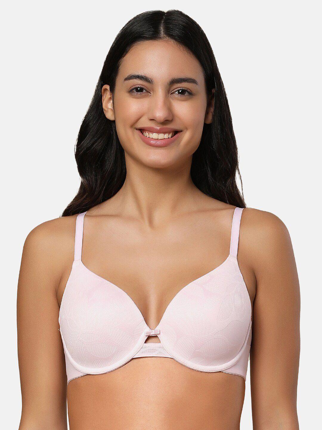 triumph floral self design lightly padded t-shirt bra