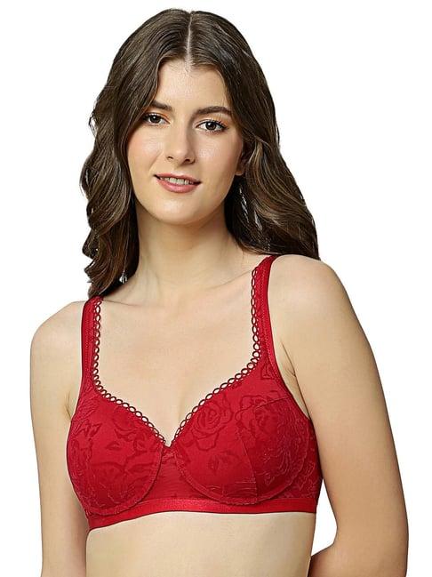 triumph red embroidered half coverage everyday bra