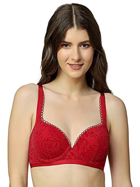 triumph red embroidered half coverage everyday bra