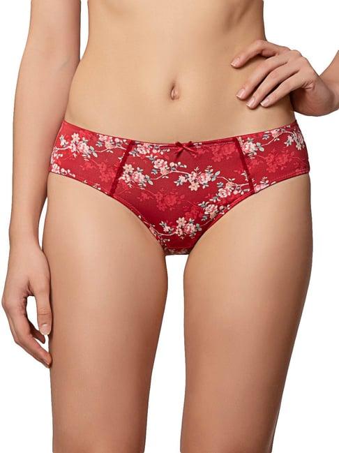 triumph red floral hipster panty