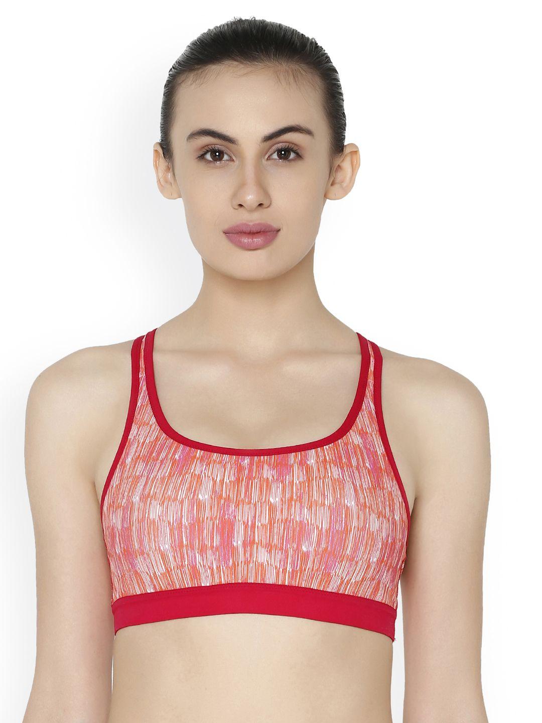 triumph red triaction 134 wireless high bounce control printed sports bra 7610875727464