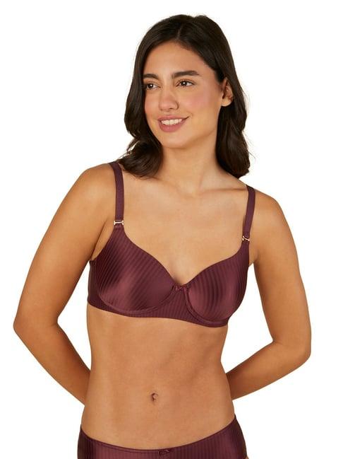 triumph wine striped non-wired medium coverage t-shirt bra