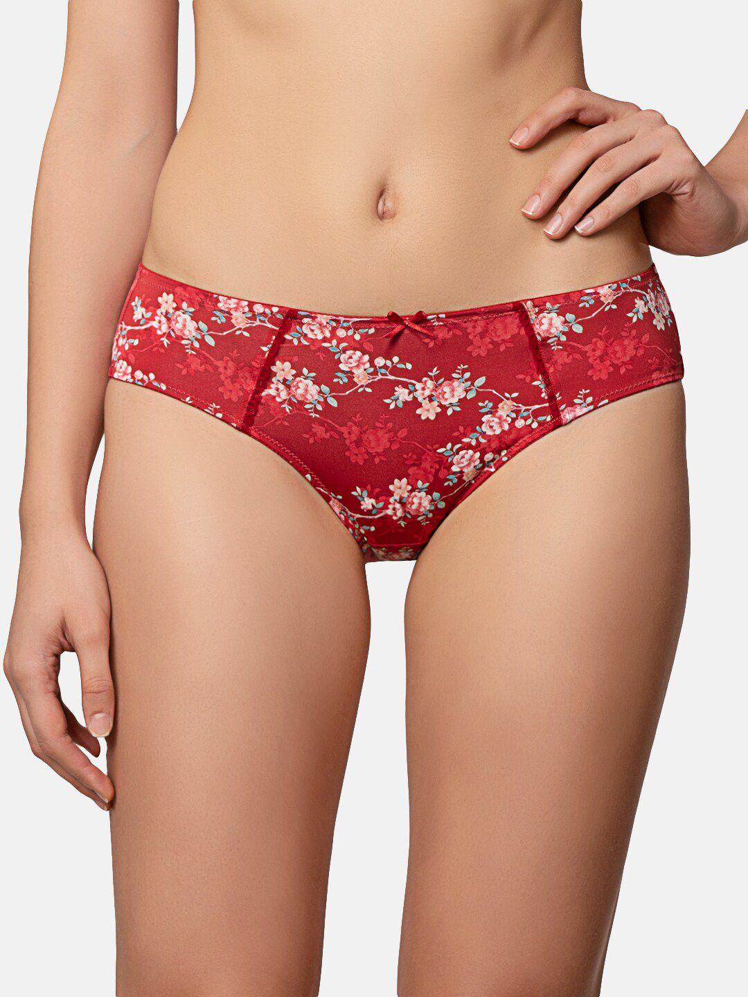 triumph women floral printed full coverage mid-rise seamless hipster briefs