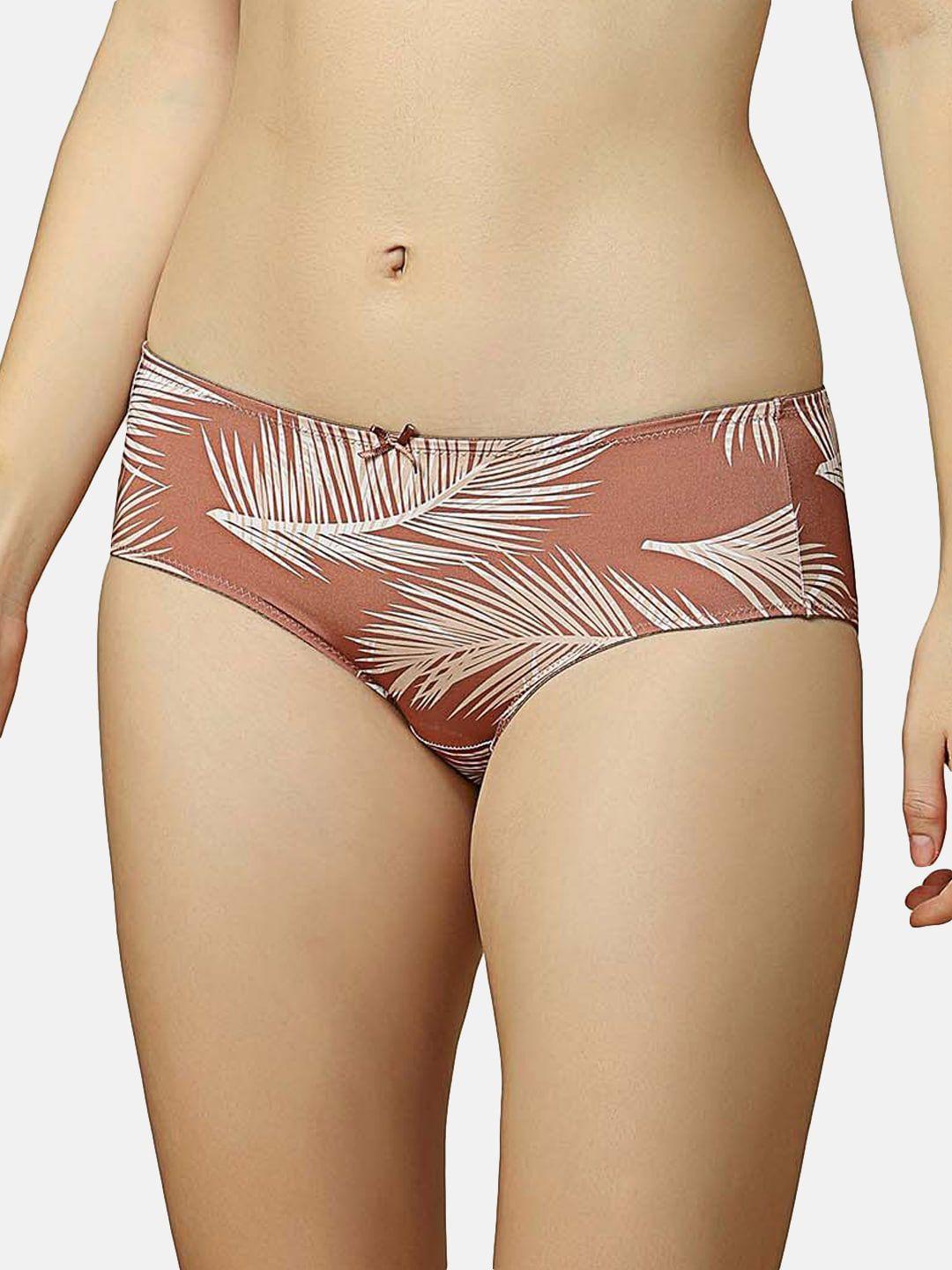 triumph women tropical printed seamless mid-rise hipster briefs