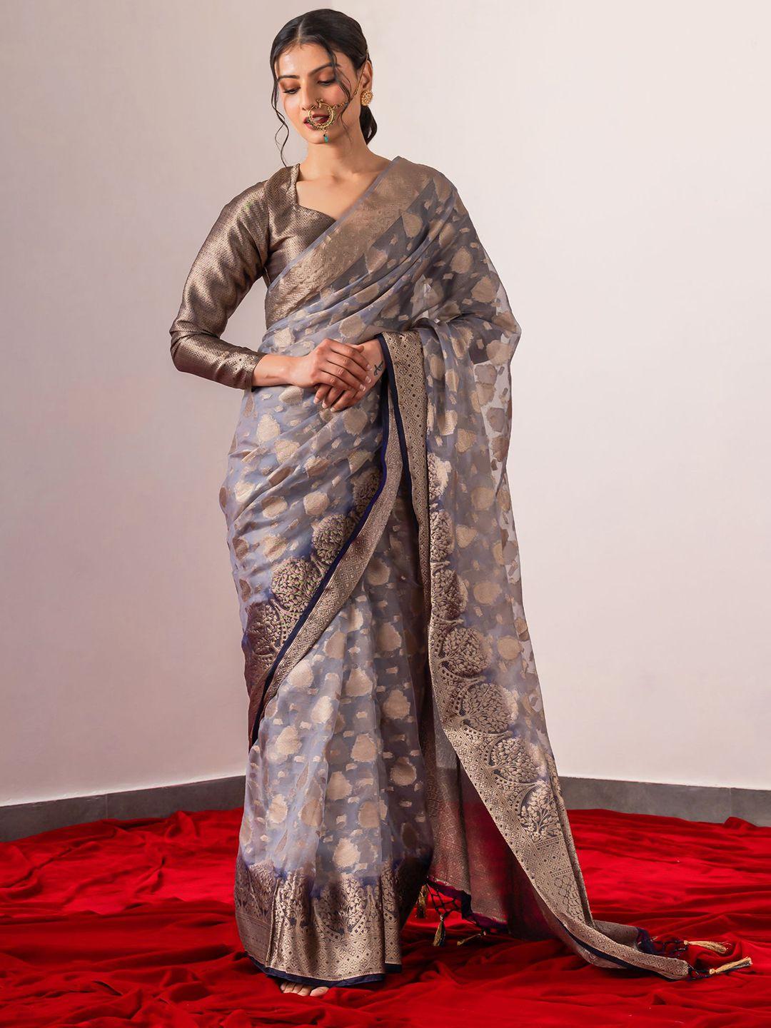 triyah ethnic woven design zari organza saree