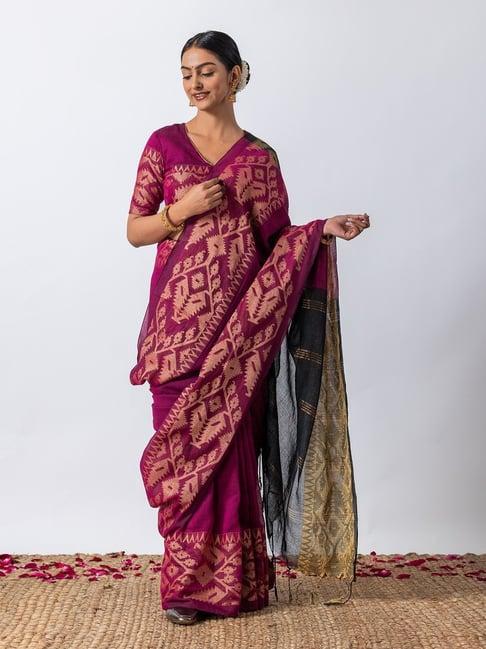 triyah purple woven saree with blouse