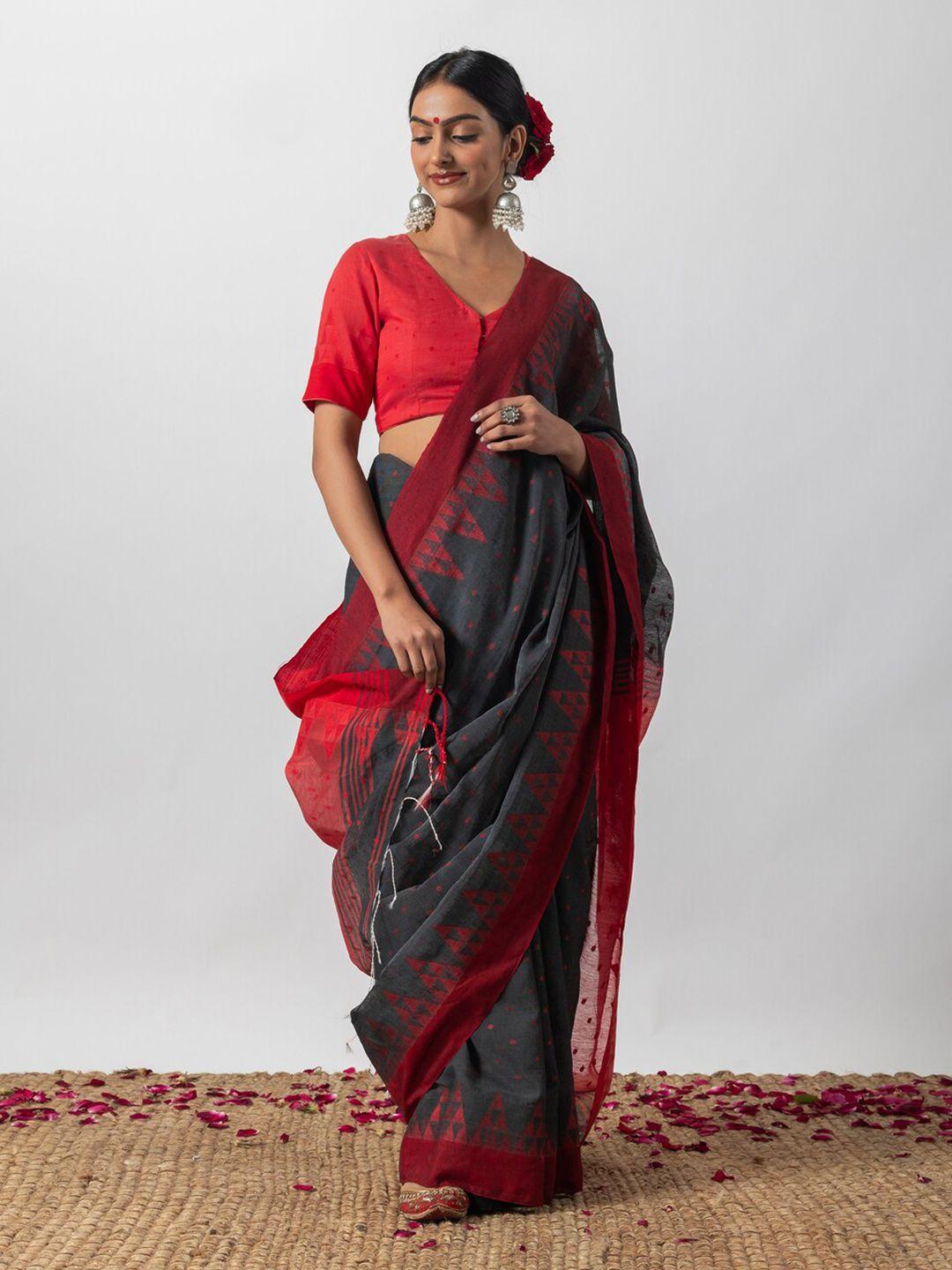 triyah woven design pure cotton saree